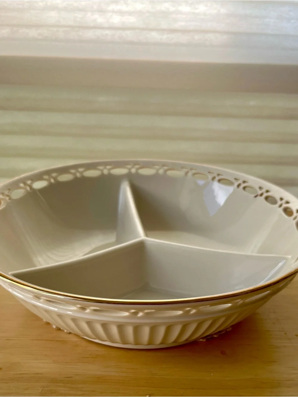 Lenox Three Sectioned Serving Bowl with Gold Trim